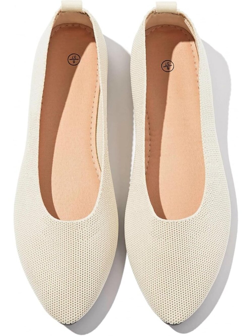 Women Apricot Mesh Comfortable Insole Solid Pointed Toe Ballet Casual Flat Shoes